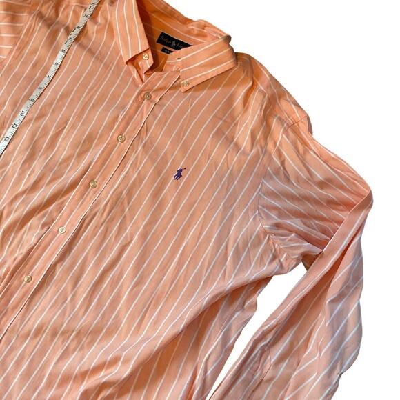 Ralph Lauren Long Sleeve Button Down. Peach/Orange Color. Size XXL - Picture 5 of 7